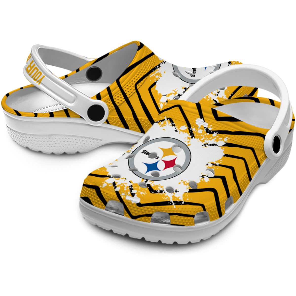 Merchidea Pittsburgh Steelers NFL Sport Crocs Crocband Clogs Shoes Comfortable For Men Women and Kids