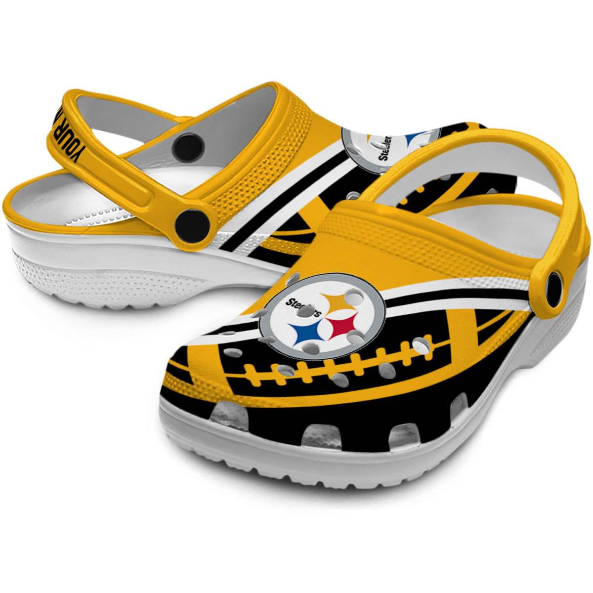 Merchidea Pittsburgh Steelers NFL Sport Crocs Crocband Clogs Shoes Comfortable For Men Women and Kids