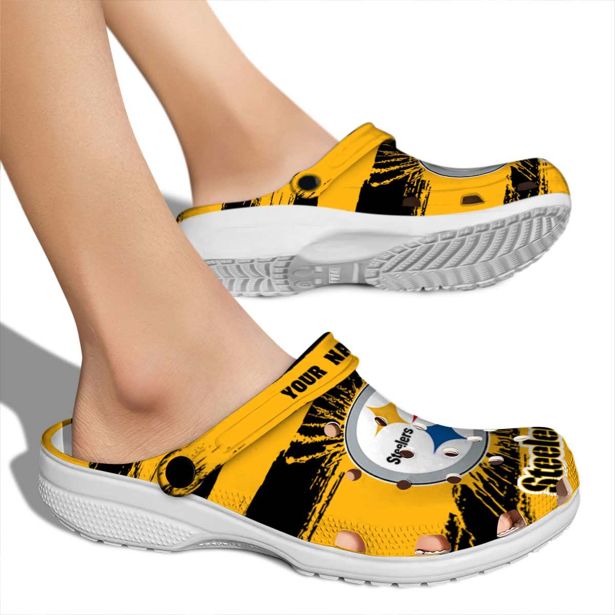 Merchidea Pittsburgh Steelers NFL Sport Crocs Crocband Clogs Shoes Comfortable For Men Women and Kids