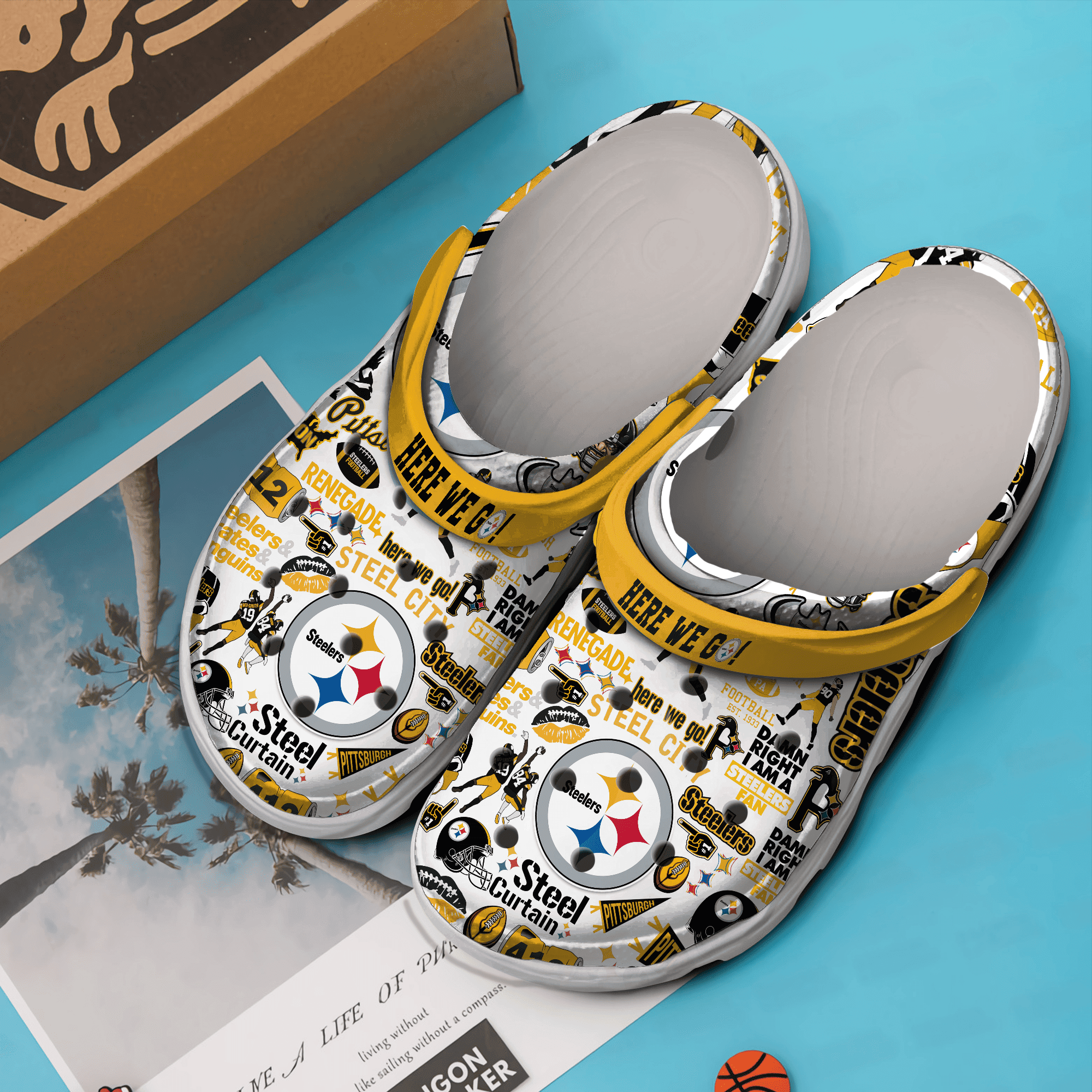 Merchidea Pittsburgh Steelers NFL Sport Crocs Crocband Clogs Shoes Comfortable For Men Women and Kids