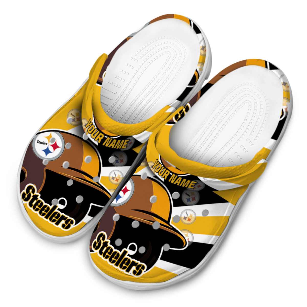 Merchidea Pittsburgh Steelers NFL Sport Crocs Crocband Clogs Shoes Comfortable For Men Women and Kids