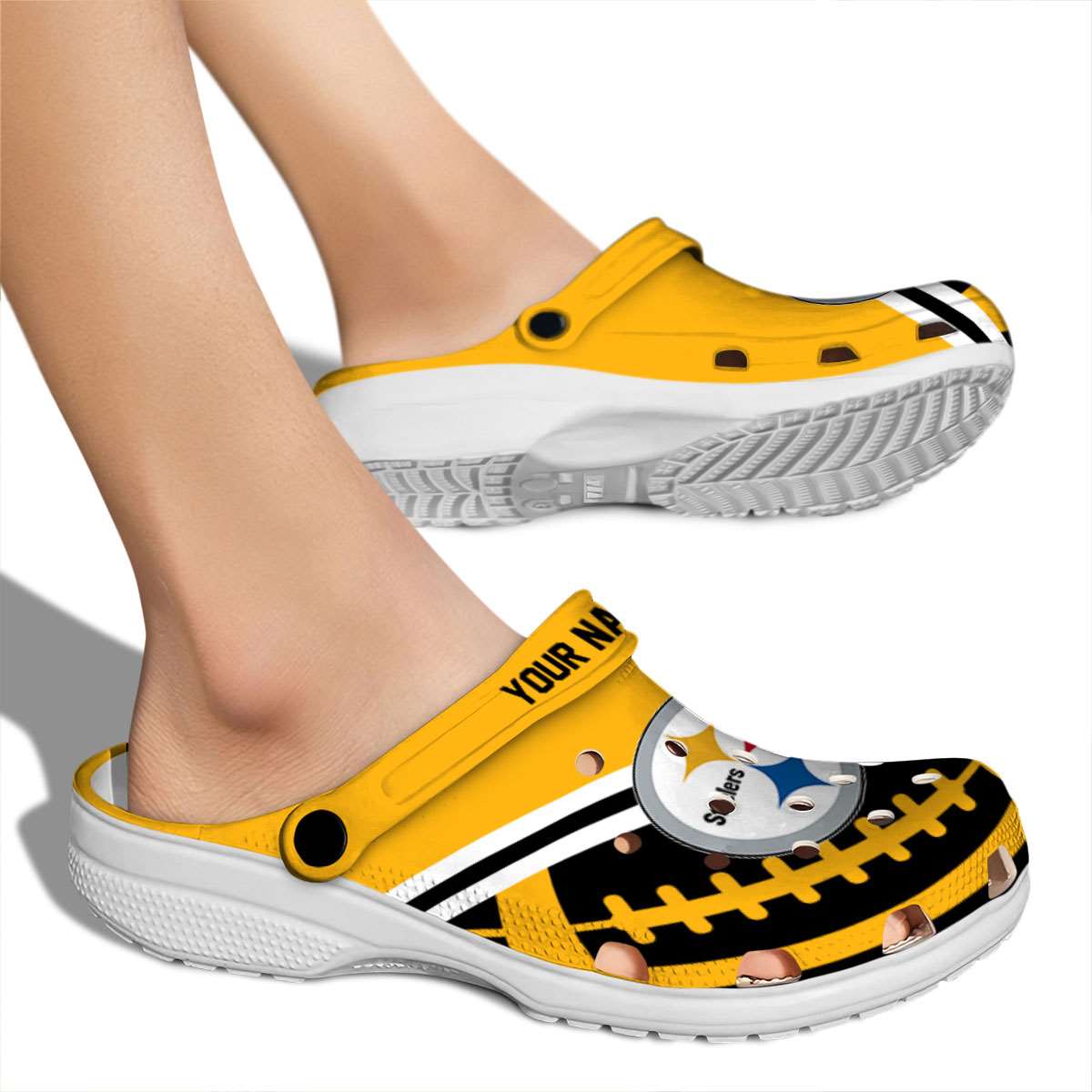 Merchidea Pittsburgh Steelers NFL Sport Crocs Crocband Clogs Shoes Comfortable For Men Women and Kids