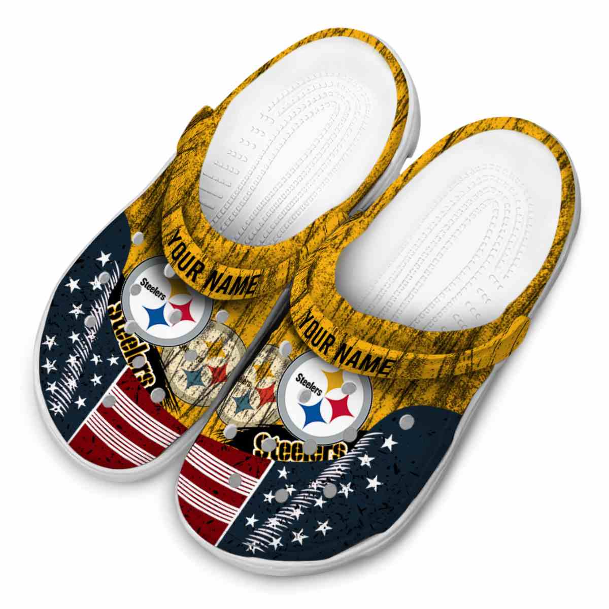 Merchidea Pittsburgh Steelers NFL Sport Crocs Crocband Clogs Shoes Comfortable For Men Women and Kids
