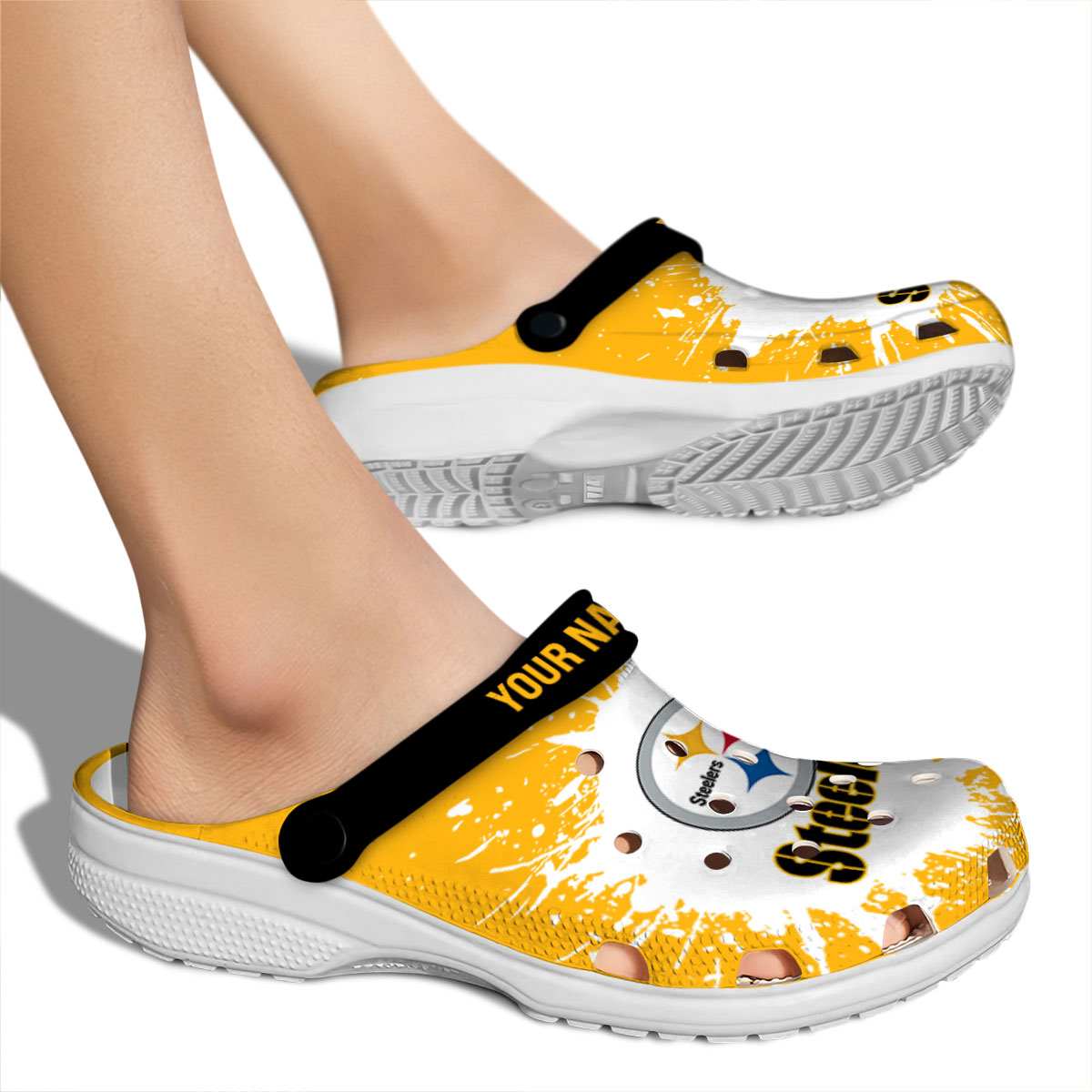 Merchidea Pittsburgh Steelers NFL Sport Crocs Crocband Clogs Shoes Comfortable For Men Women and Kids