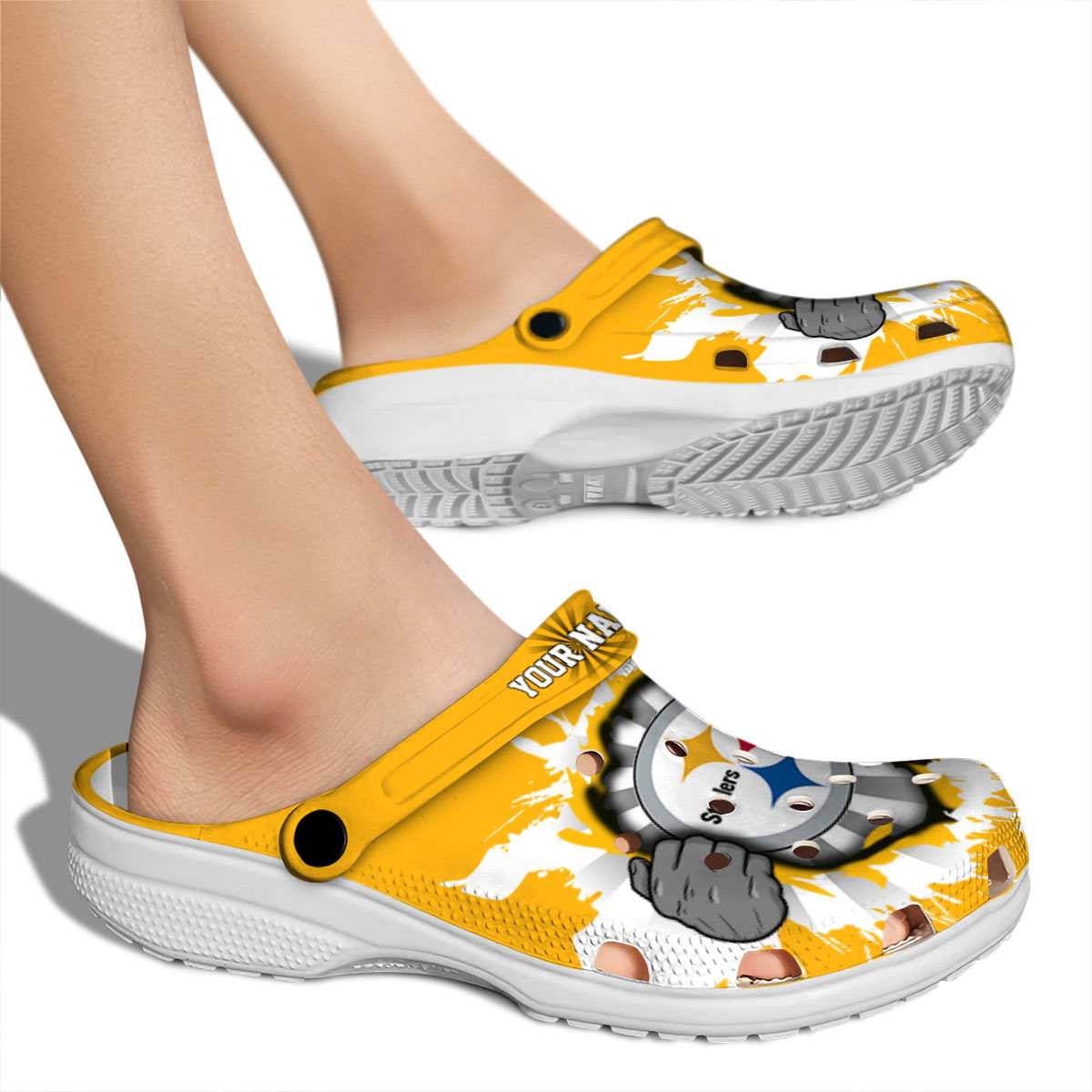 Merchidea Pittsburgh Steelers NFL Sport Crocs Crocband Clogs Shoes Comfortable For Men Women and Kids