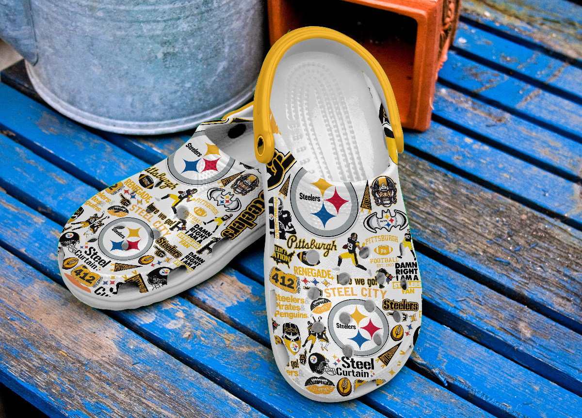 Merchidea Pittsburgh Steelers NFL Sport Crocs Crocband Clogs Shoes Comfortable For Men Women and Kids