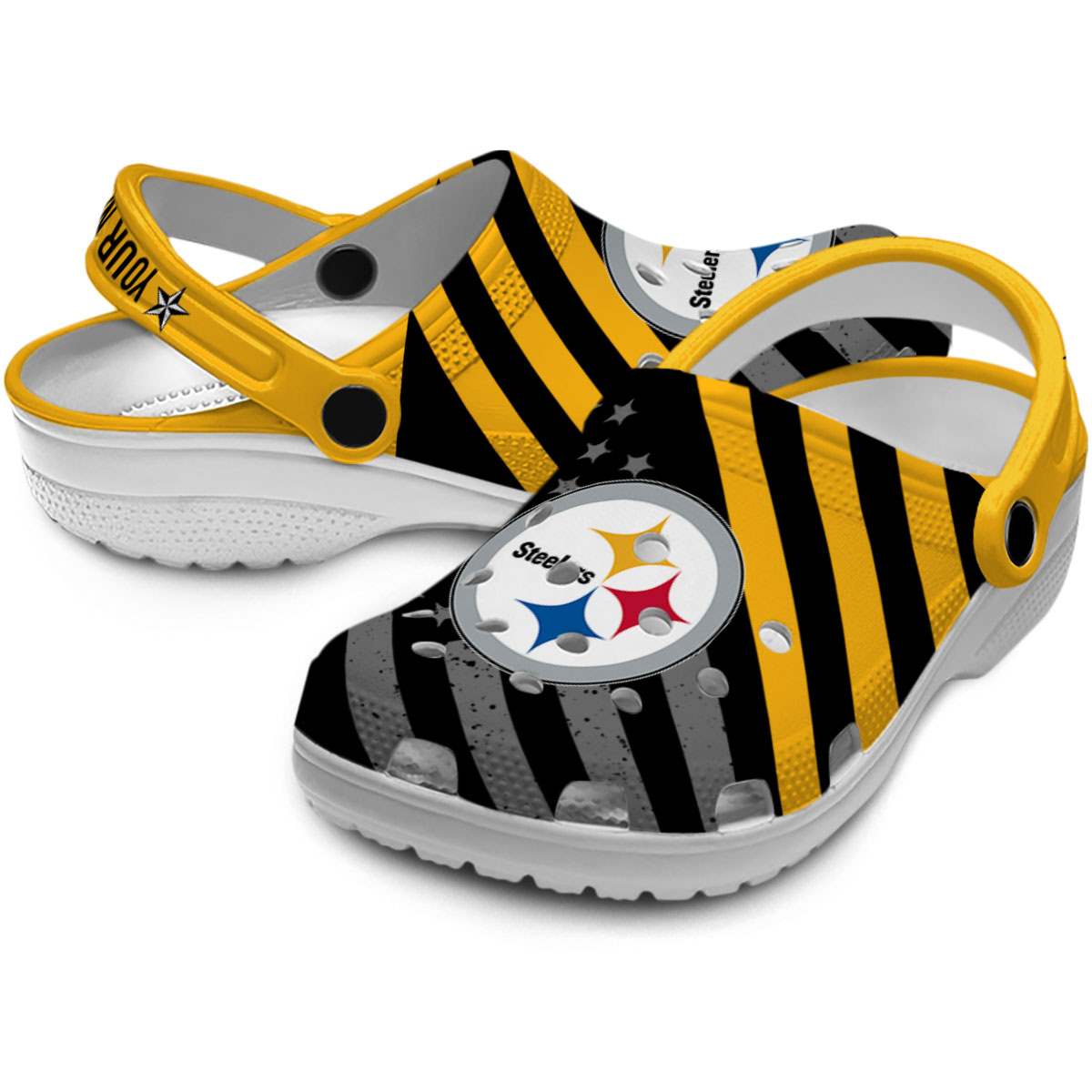 Merchidea Pittsburgh Steelers NFL Sport Crocs Crocband Clogs Shoes Comfortable For Men Women and Kids