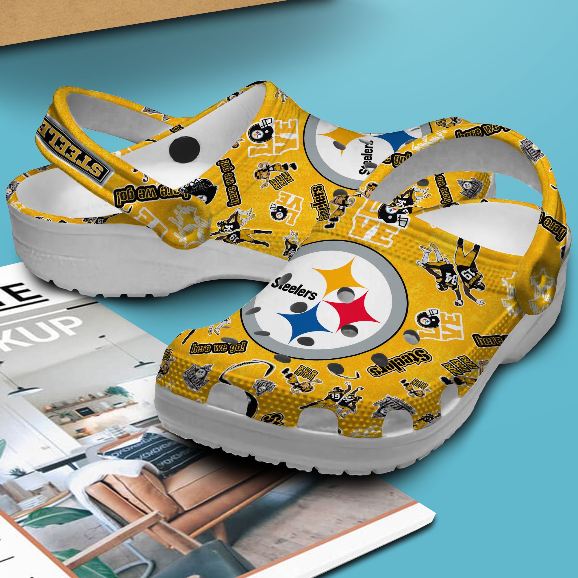 Merchidea Pittsburgh Steelers NFL Sport Crocs Crocband Clogs Shoes Comfortable For Men Women and Kids