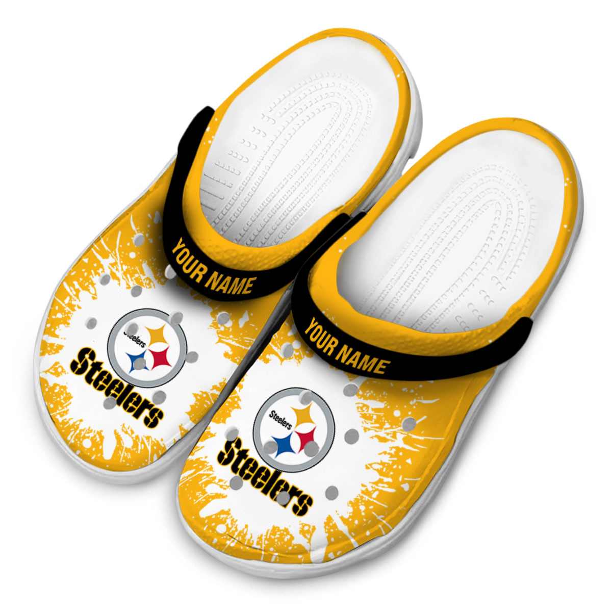 Merchidea Pittsburgh Steelers NFL Sport Crocs Crocband Clogs Shoes Comfortable For Men Women and Kids