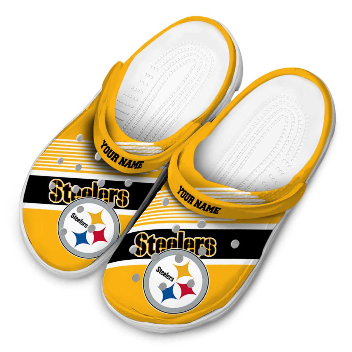 Merchidea Pittsburgh Steelers NFL Sport Crocs Crocband Clogs Shoes Comfortable For Men Women and Kids