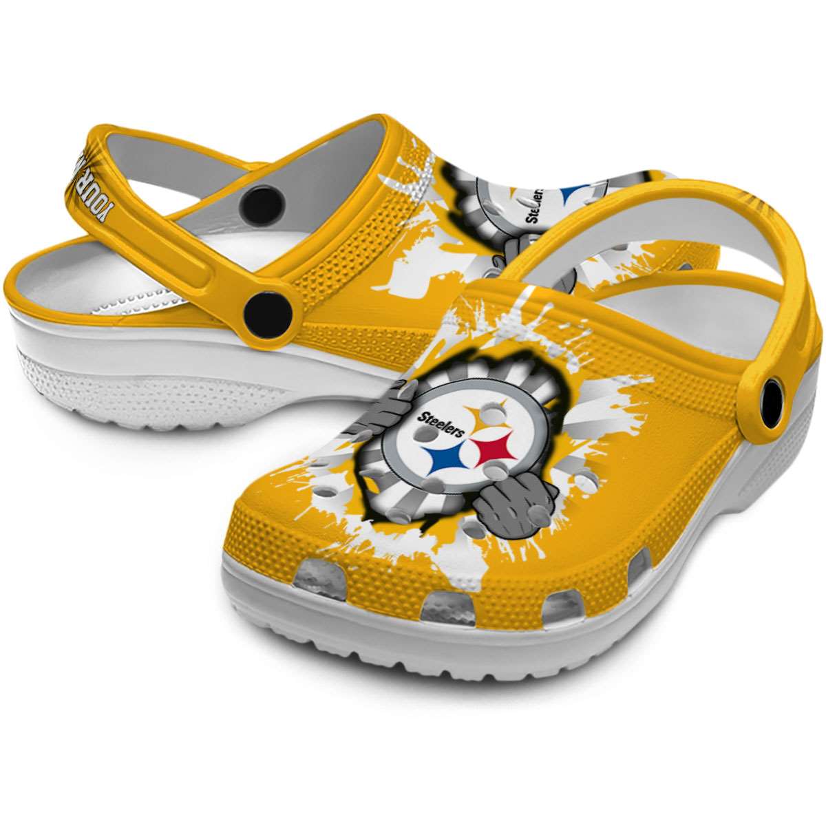 Merchidea Pittsburgh Steelers NFL Sport Crocs Crocband Clogs Shoes Comfortable For Men Women and Kids