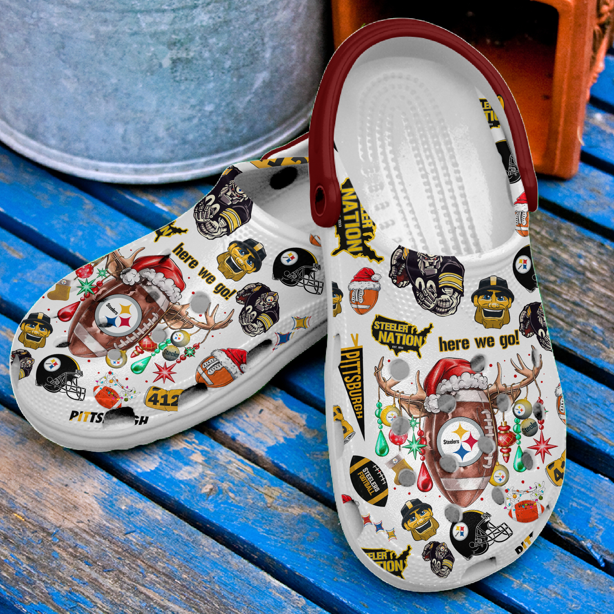 Merchidea Pittsburgh Steelers NFL Sport Crocs Crocband Clogs Shoes Comfortable For Men Women and Kids