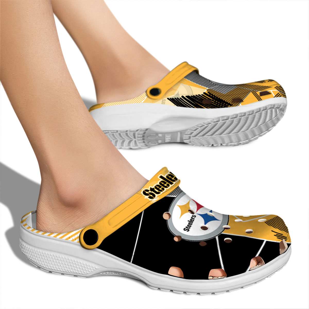 Merchidea Pittsburgh Steelers NFL Sport Crocs Crocband Clogs Shoes Comfortable For Men Women and Kids