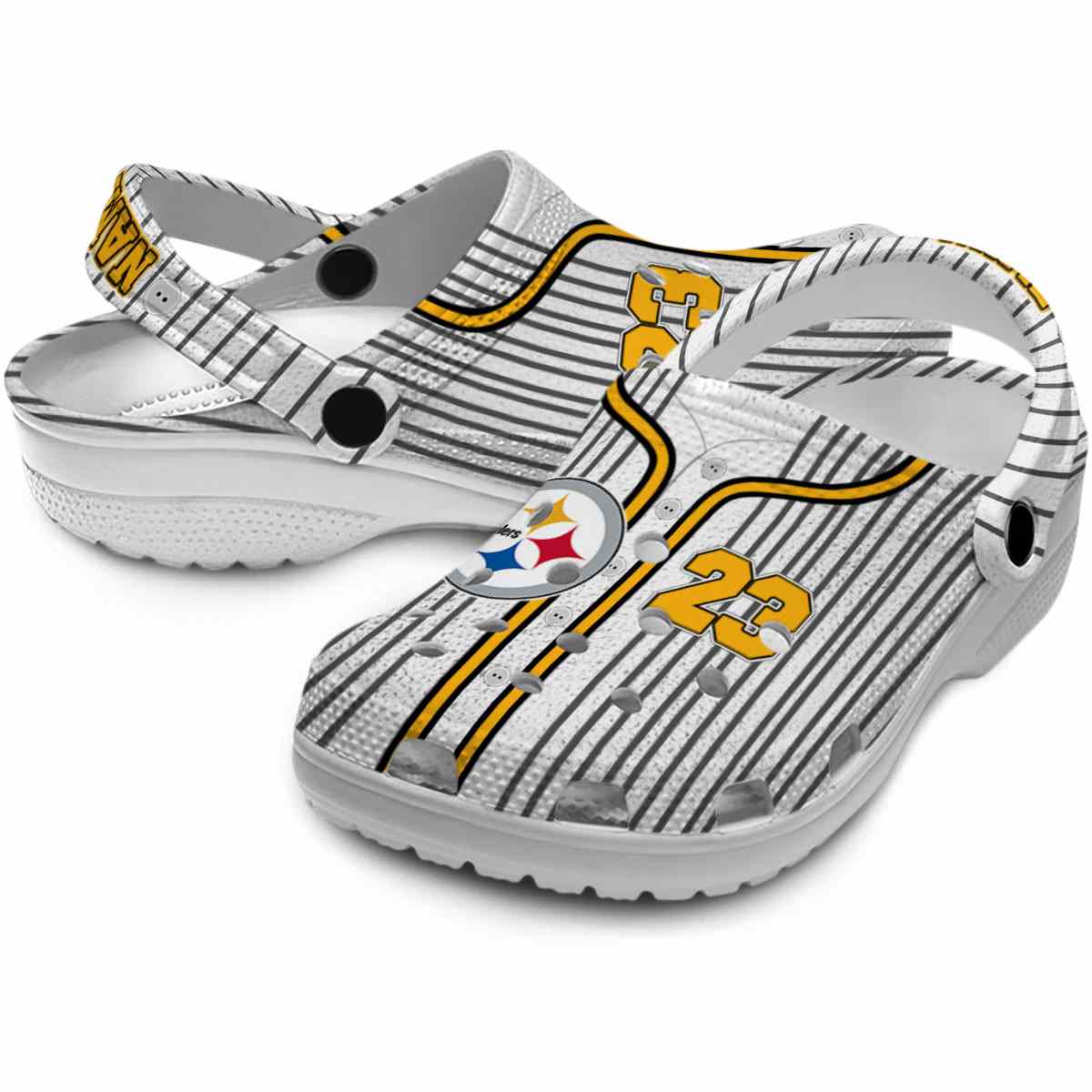 Merchidea Pittsburgh Steelers NFL Sport Crocs Crocband Clogs Shoes Comfortable For Men Women and Kids