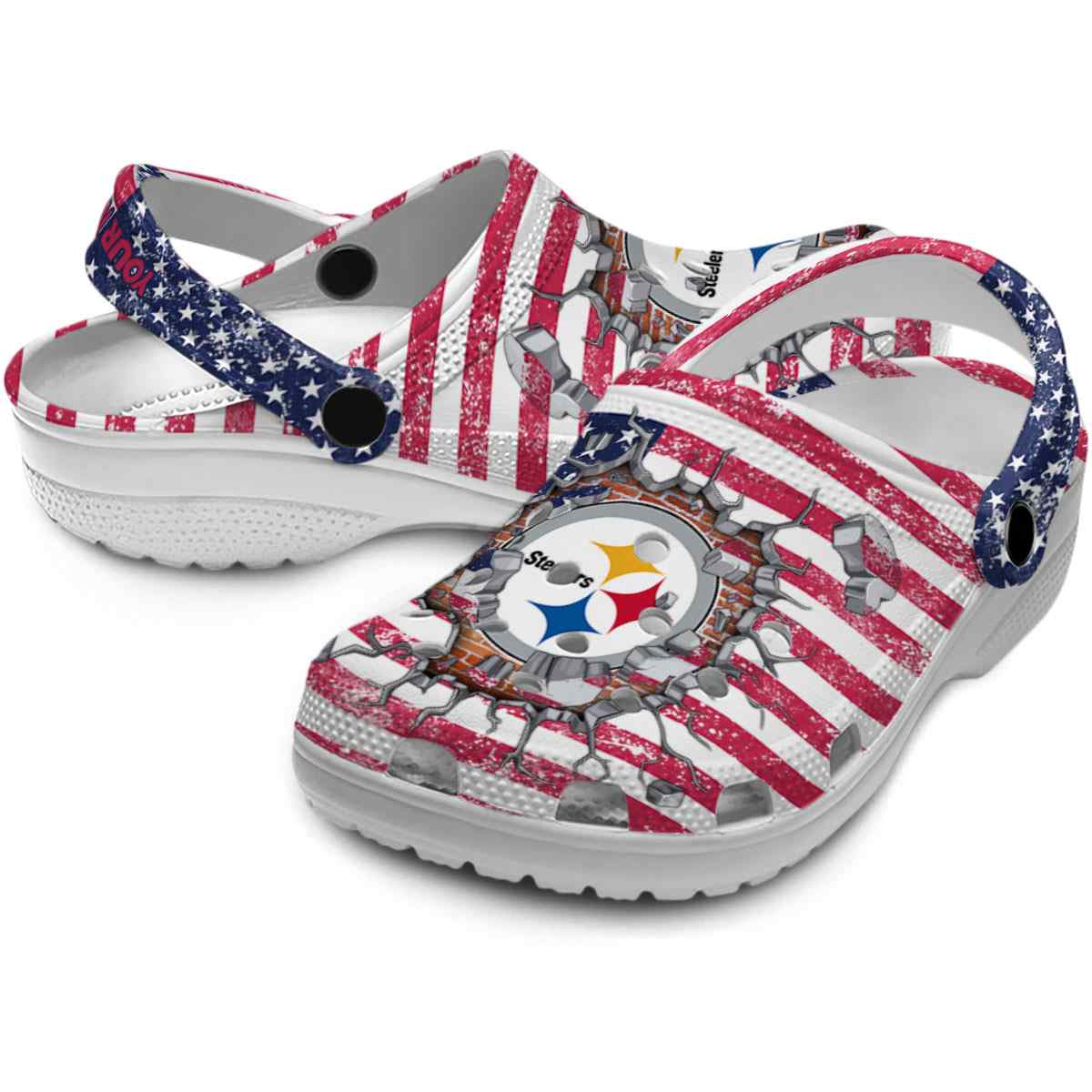 Merchidea Pittsburgh Steelers NFL Sport Crocs Crocband Clogs Shoes Comfortable For Men Women and Kids