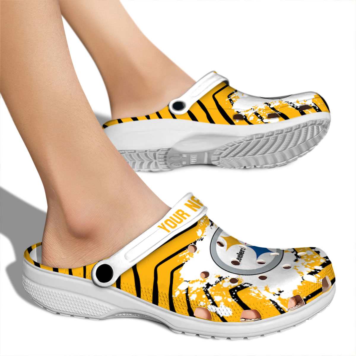 Merchidea Pittsburgh Steelers NFL Sport Crocs Crocband Clogs Shoes Comfortable For Men Women and Kids