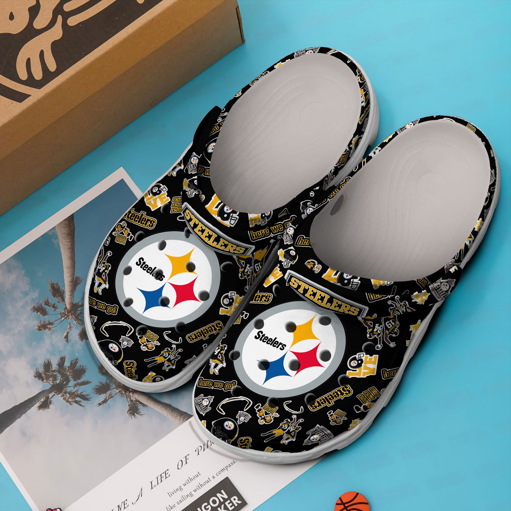 Merchidea Pittsburgh Steelers NFL Sport Crocs Crocband Clogs Shoes Comfortable For Men Women and Kids