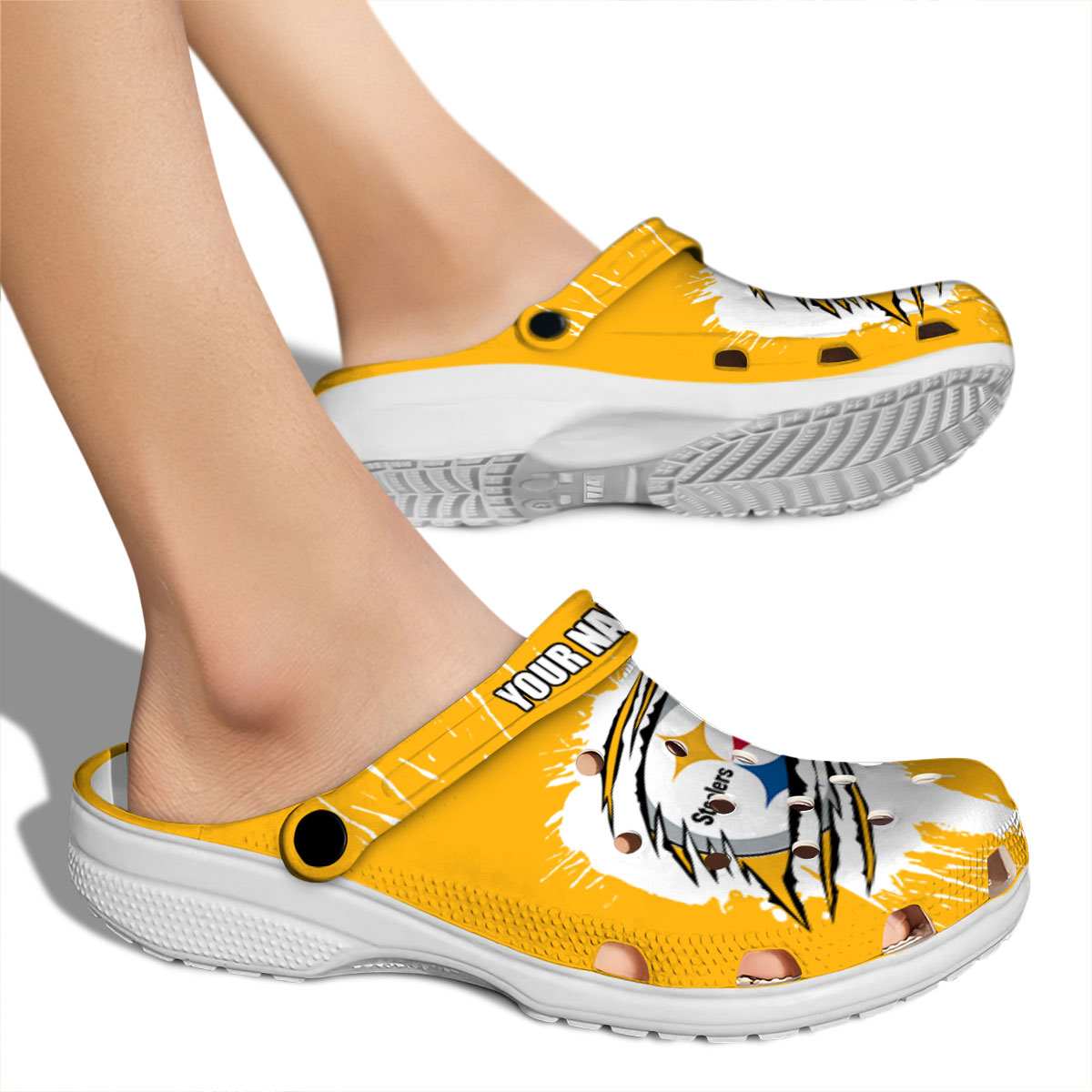 Merchidea Pittsburgh Steelers NFL Sport Crocs Crocband Clogs Shoes Comfortable For Men Women and Kids