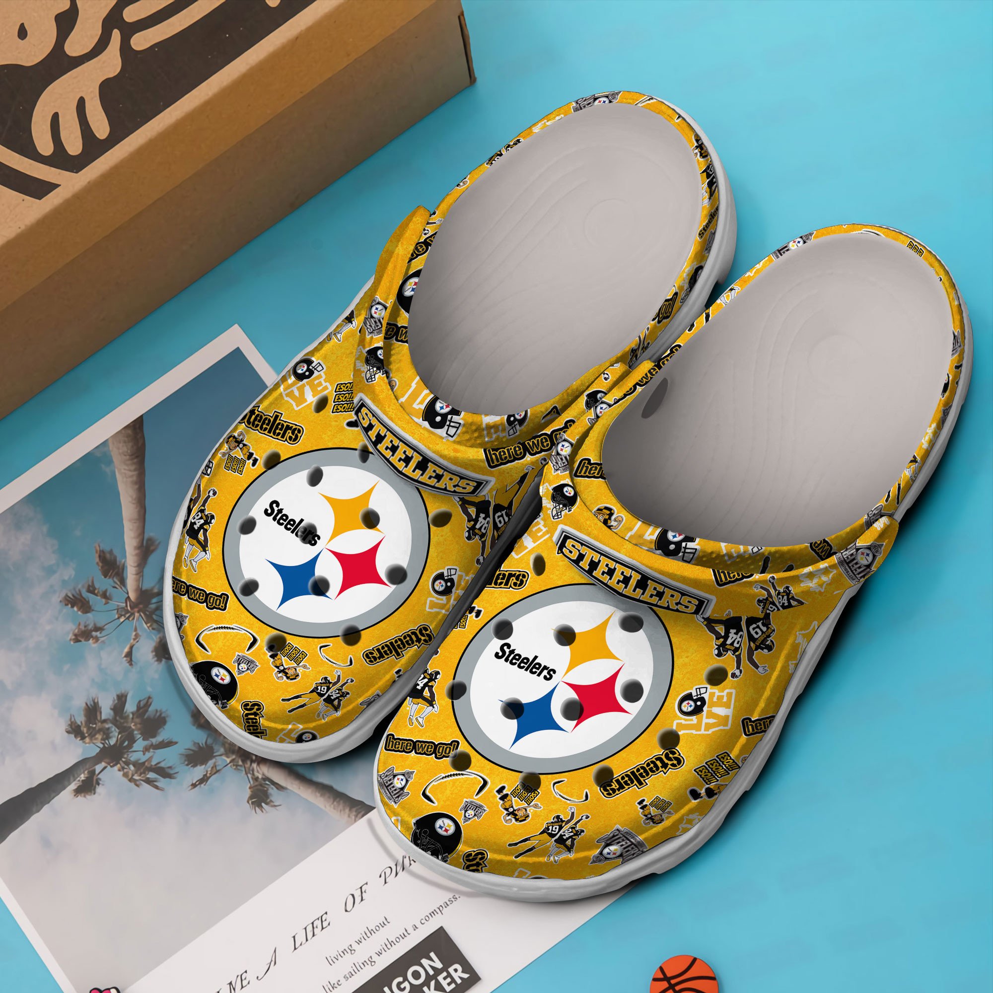Merchidea Pittsburgh Steelers NFL Sport Crocs Crocband Clogs Shoes Comfortable For Men Women and Kids