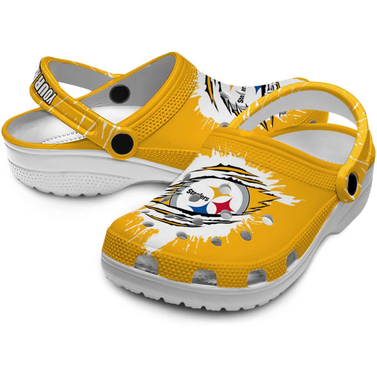 Merchidea Pittsburgh Steelers NFL Sport Crocs Crocband Clogs Shoes Comfortable For Men Women and Kids
