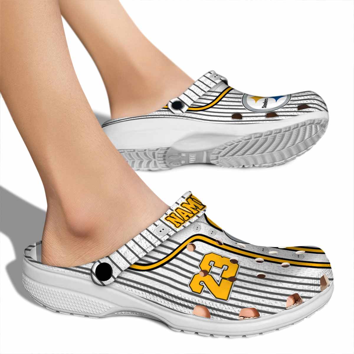 Merchidea Pittsburgh Steelers NFL Sport Crocs Crocband Clogs Shoes Comfortable For Men Women and Kids