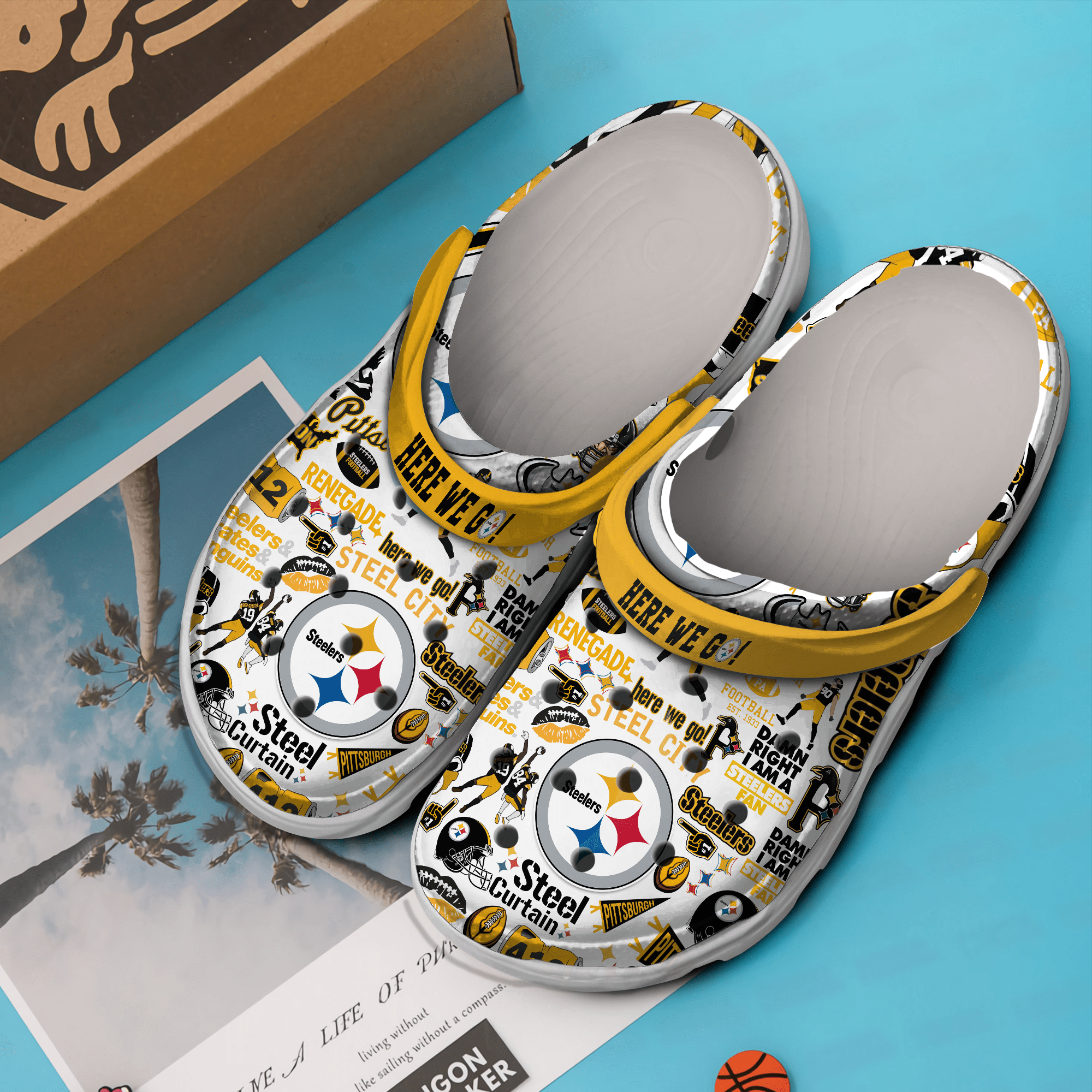 Merchidea Pittsburgh Steelers NFL Sport Crocs Crocband Clogs Shoes Comfortable For Men Women and Kids
