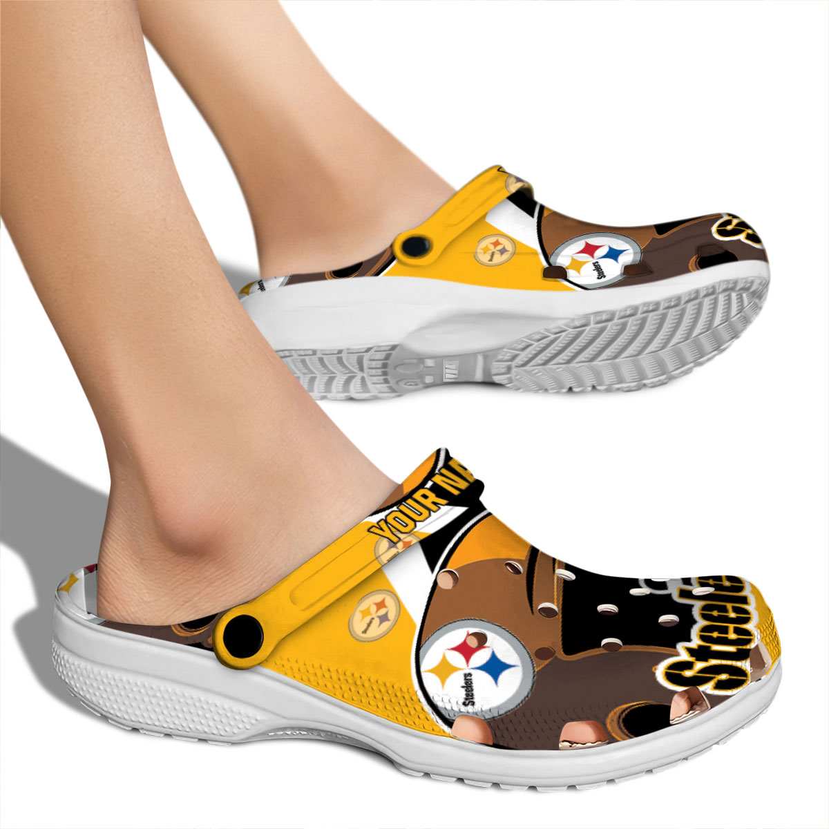 Merchidea Pittsburgh Steelers NFL Sport Crocs Crocband Clogs Shoes Comfortable For Men Women and Kids
