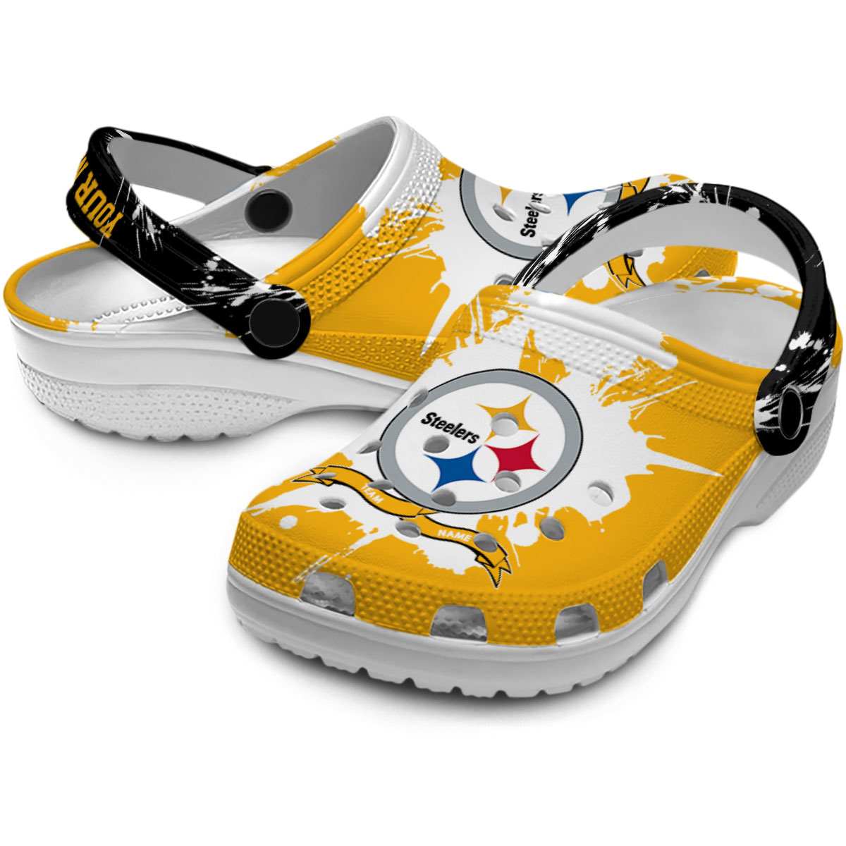 Merchidea Pittsburgh Steelers NFL Sport Crocs Crocband Clogs Shoes Comfortable For Men Women and Kids
