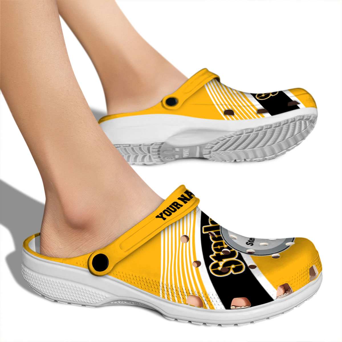 Merchidea Pittsburgh Steelers NFL Sport Crocs Crocband Clogs Shoes Comfortable For Men Women and Kids
