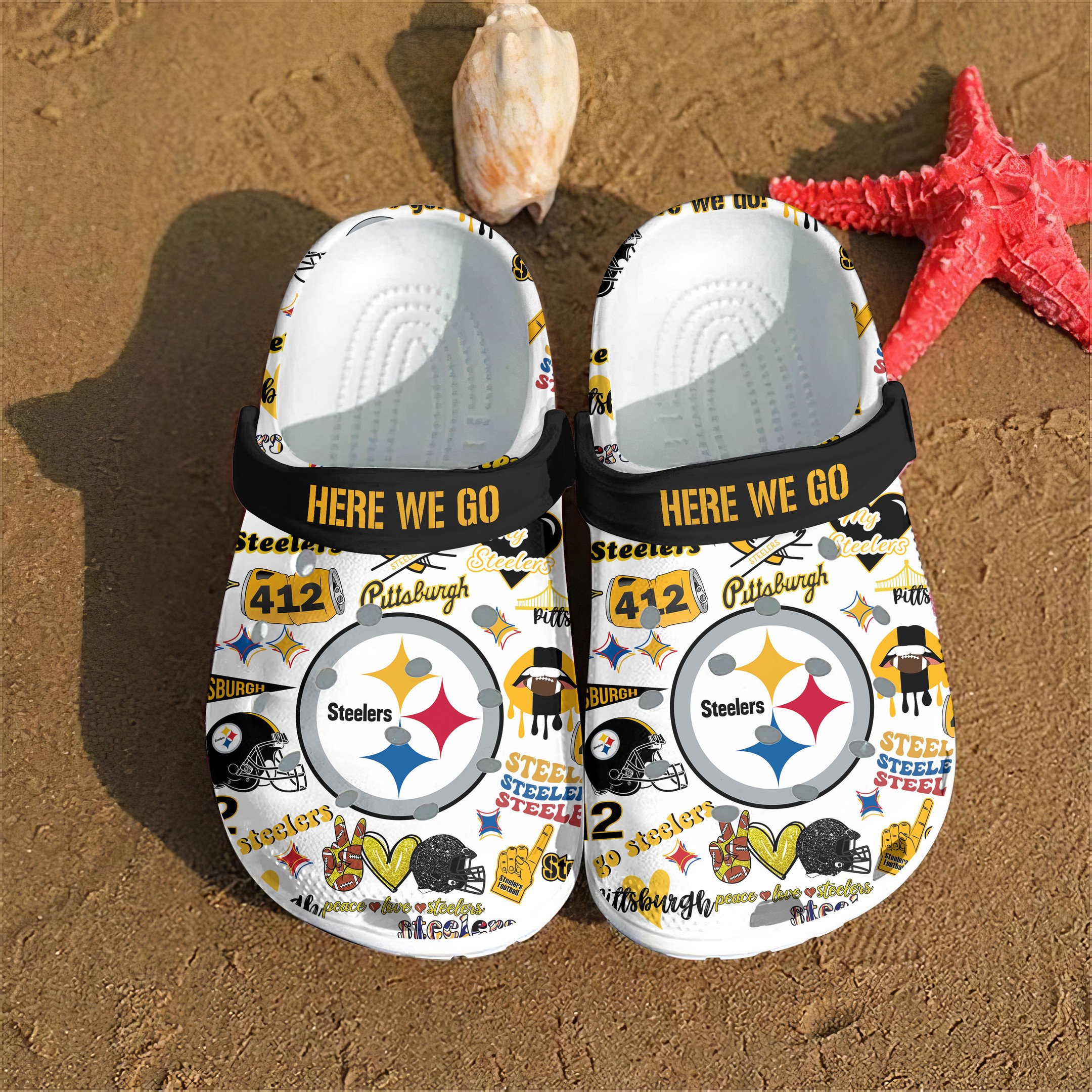 Merchidea Pittsburgh Steelers NFL Sport Crocs Crocband Clogs Shoes Comfortable For Men Women and Kids