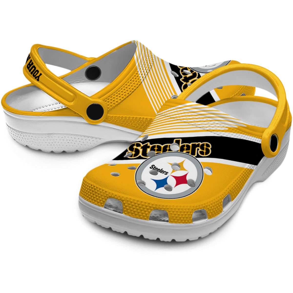 Merchidea Pittsburgh Steelers NFL Sport Crocs Crocband Clogs Shoes Comfortable For Men Women and Kids