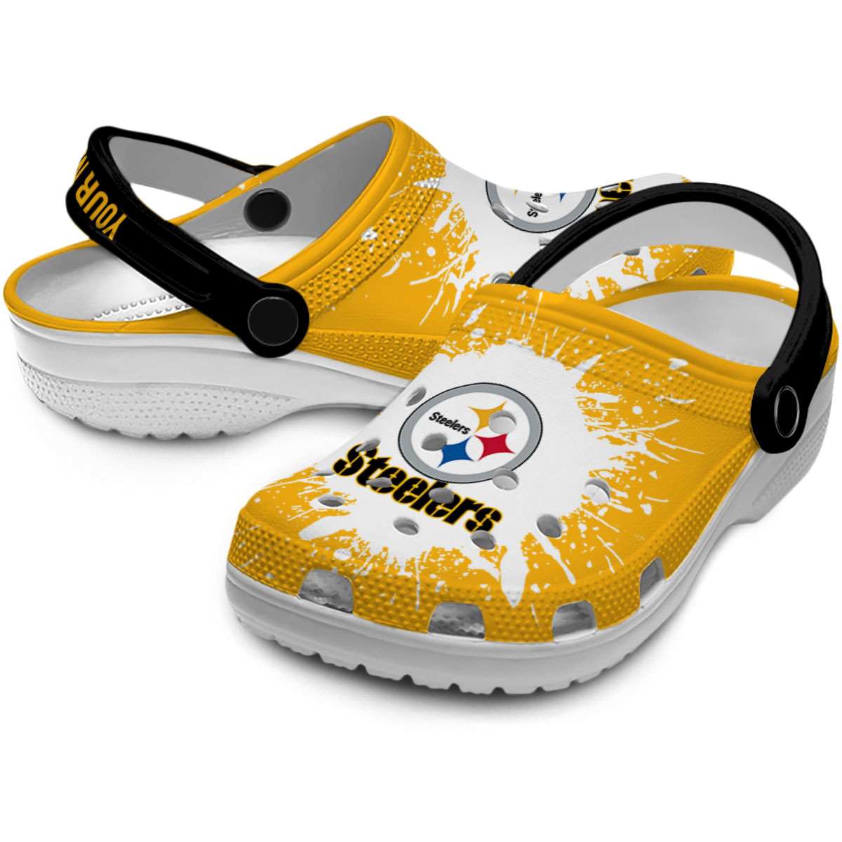 Merchidea Pittsburgh Steelers NFL Sport Crocs Crocband Clogs Shoes Comfortable For Men Women and Kids