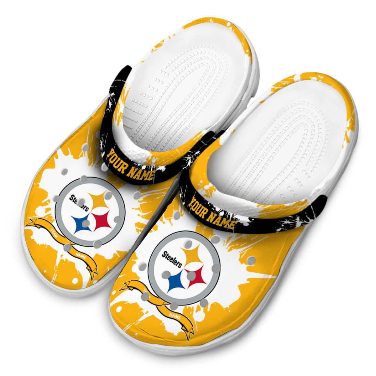 Merchidea Pittsburgh Steelers NFL Sport Crocs Crocband Clogs Shoes Comfortable For Men Women and Kids