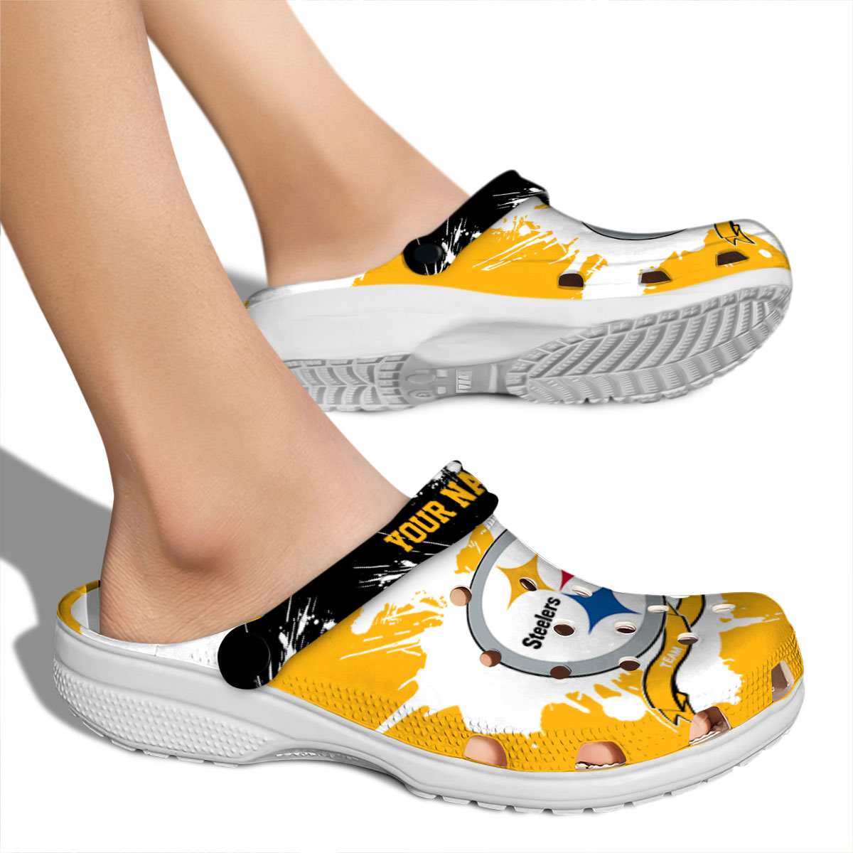 Merchidea Pittsburgh Steelers NFL Sport Crocs Crocband Clogs Shoes Comfortable For Men Women and Kids