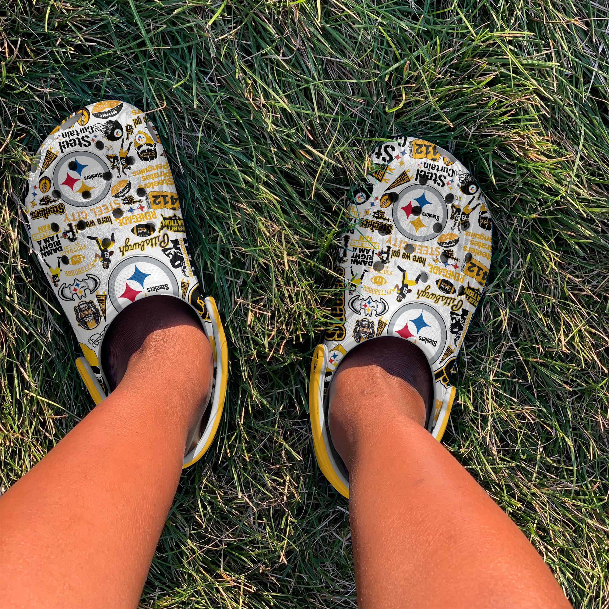 Merchidea Pittsburgh Steelers NFL Sport Crocs Crocband Clogs Shoes Comfortable For Men Women and Kids