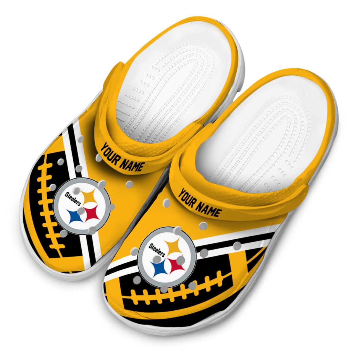 Merchidea Pittsburgh Steelers NFL Sport Crocs Crocband Clogs Shoes Comfortable For Men Women and Kids