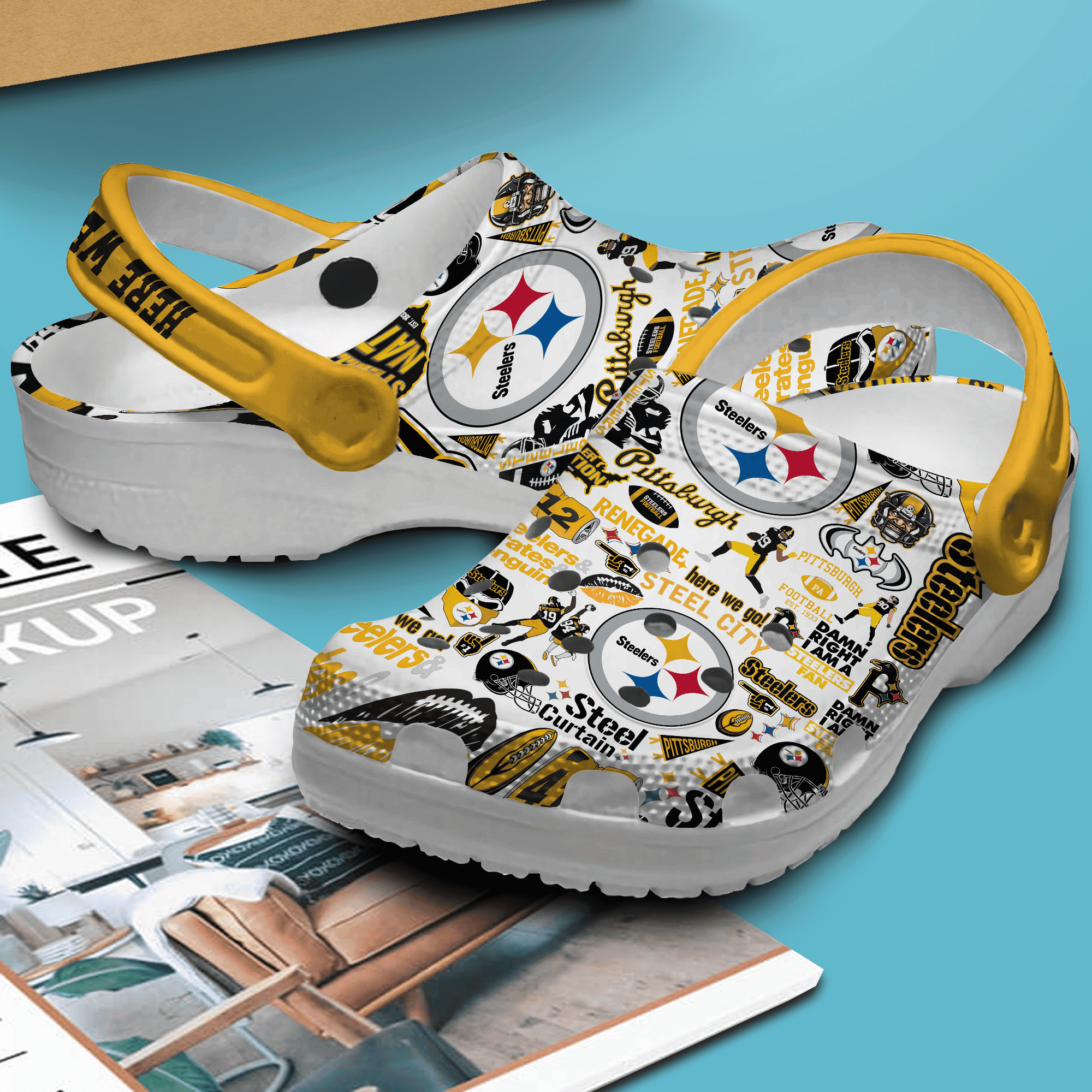 Merchidea Pittsburgh Steelers NFL Sport Crocs Crocband Clogs Shoes Comfortable For Men Women and Kids