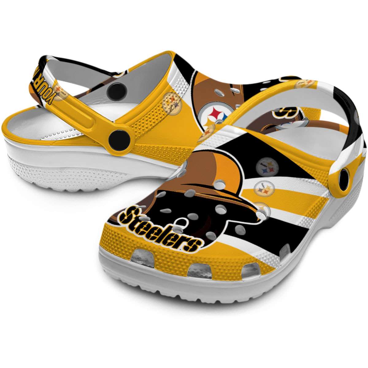Merchidea Pittsburgh Steelers NFL Sport Crocs Crocband Clogs Shoes Comfortable For Men Women and Kids