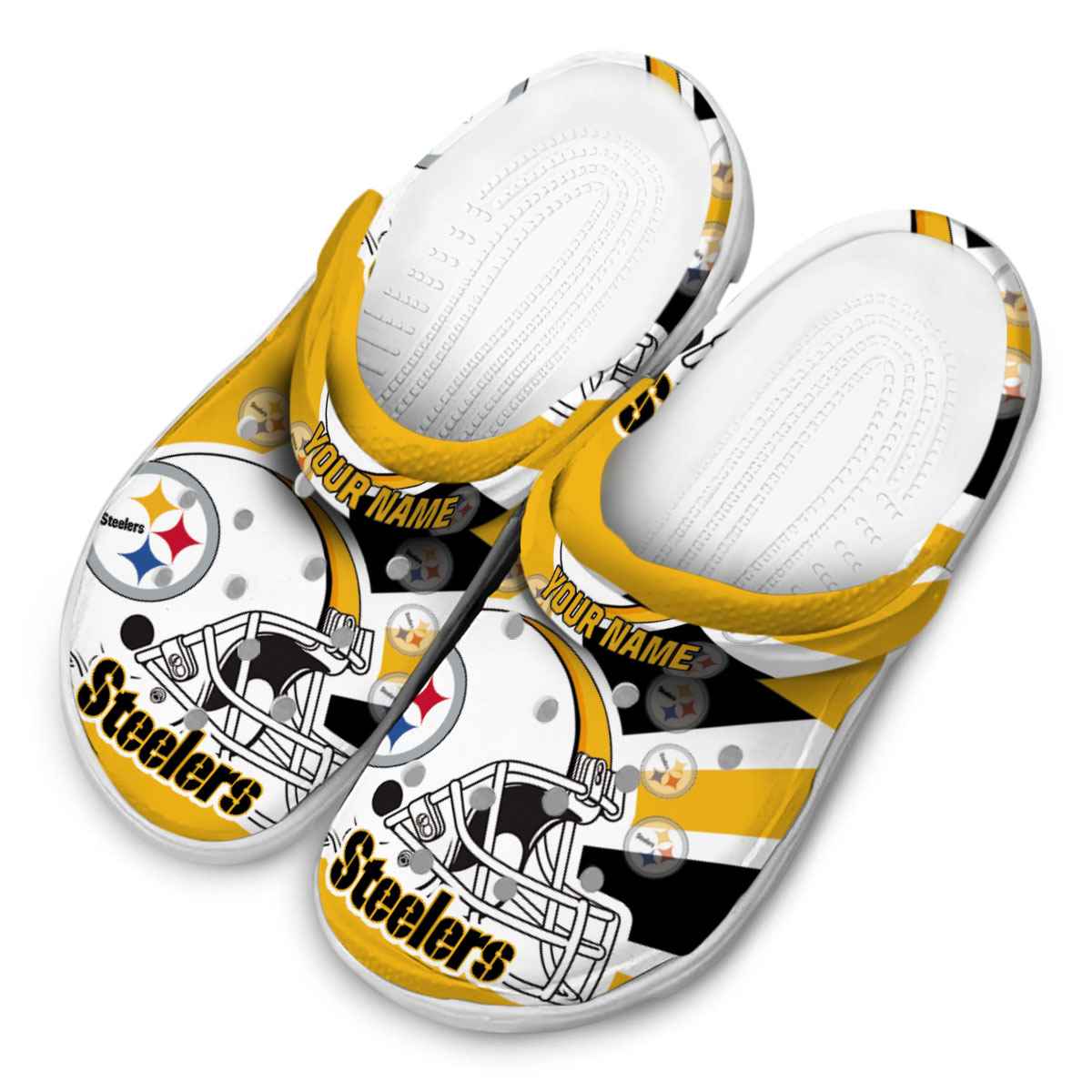 Merchidea Pittsburgh Steelers NFL Sport Crocs Crocband Clogs Shoes Comfortable For Men Women and Kids