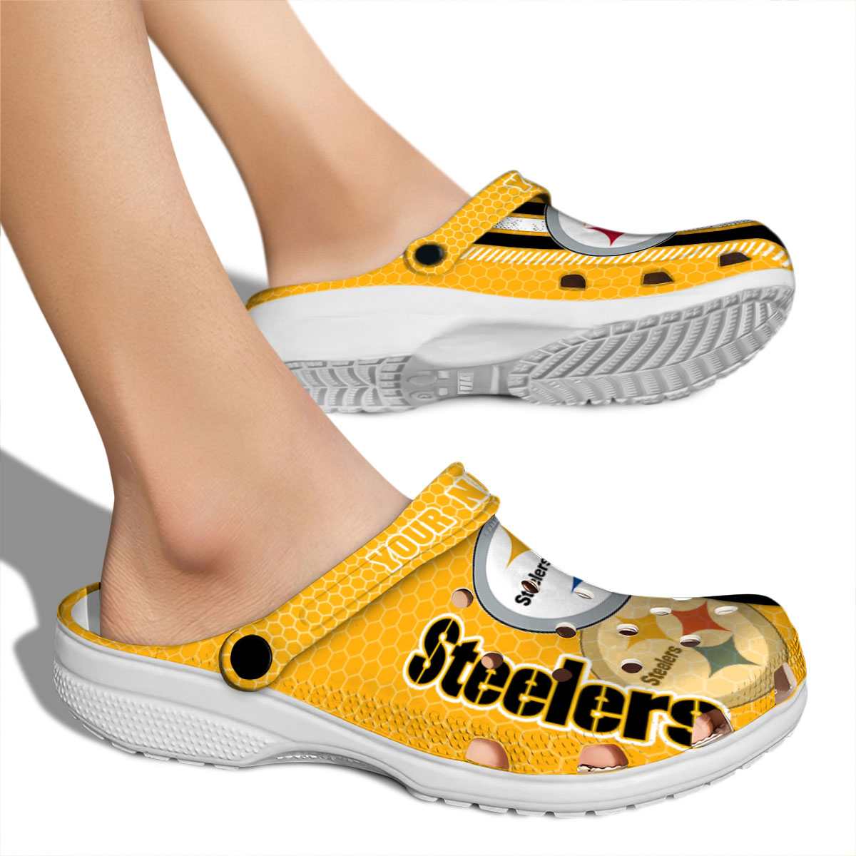 Merchidea Pittsburgh Steelers NFL Sport Crocs Crocband Clogs Shoes Comfortable For Men Women and Kids