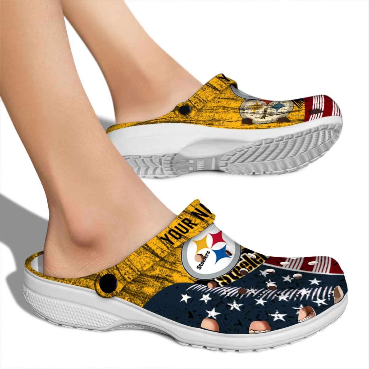 Merchidea Pittsburgh Steelers NFL Sport Crocs Crocband Clogs Shoes Comfortable For Men Women and Kids