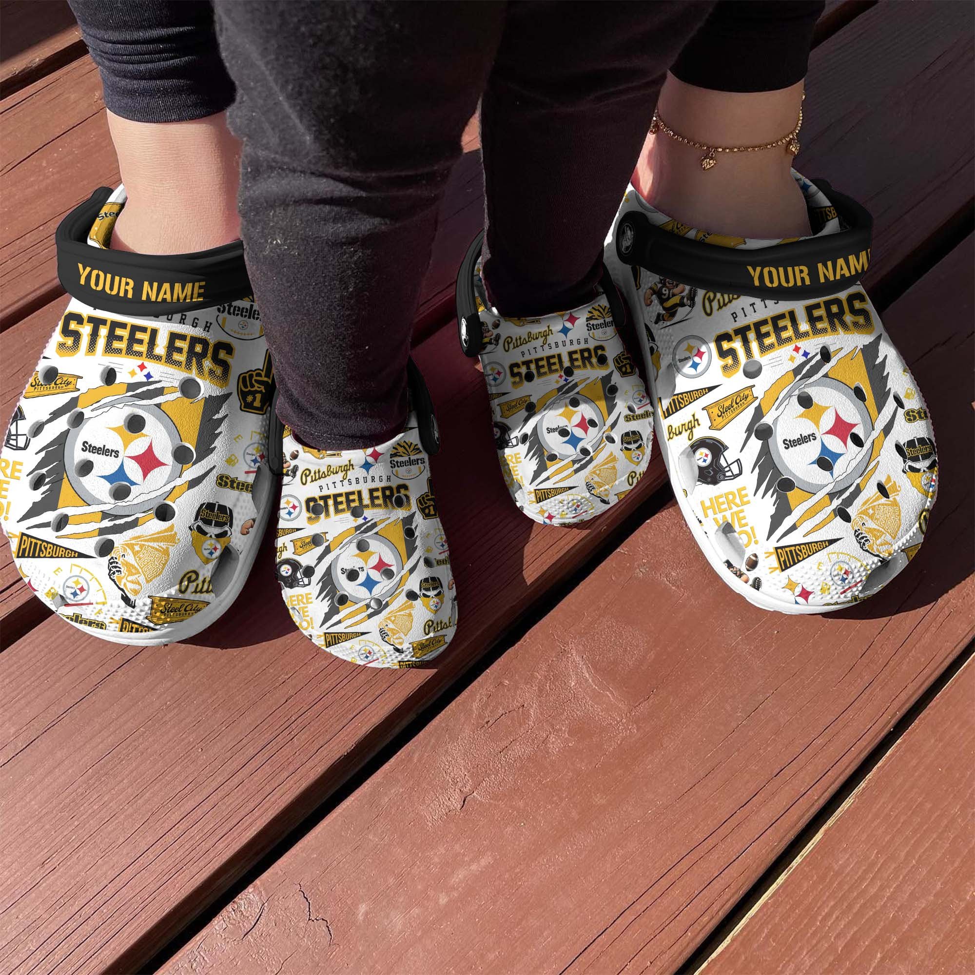 Merchidea Pittsburgh Steelers NFL Sport Crocs Crocband Clogs Shoes Comfortable For Men Women and Kids