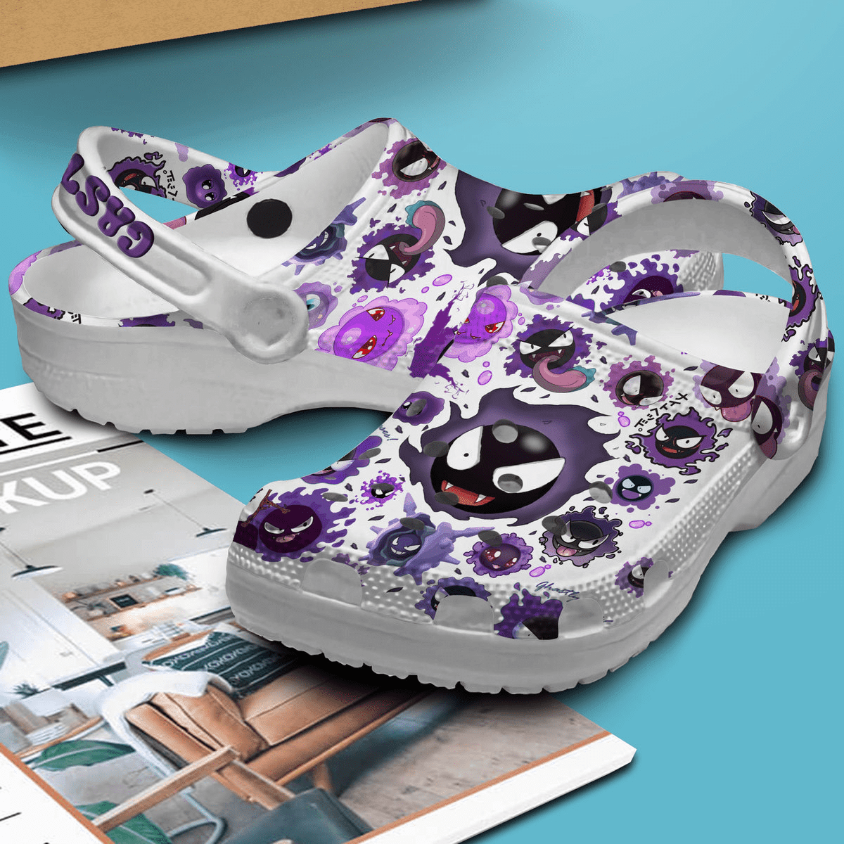 Merchidea Pokemon Gastly Cartoon Crocs Crocband Clogs Shoes Comfortable For Men Women and Kids