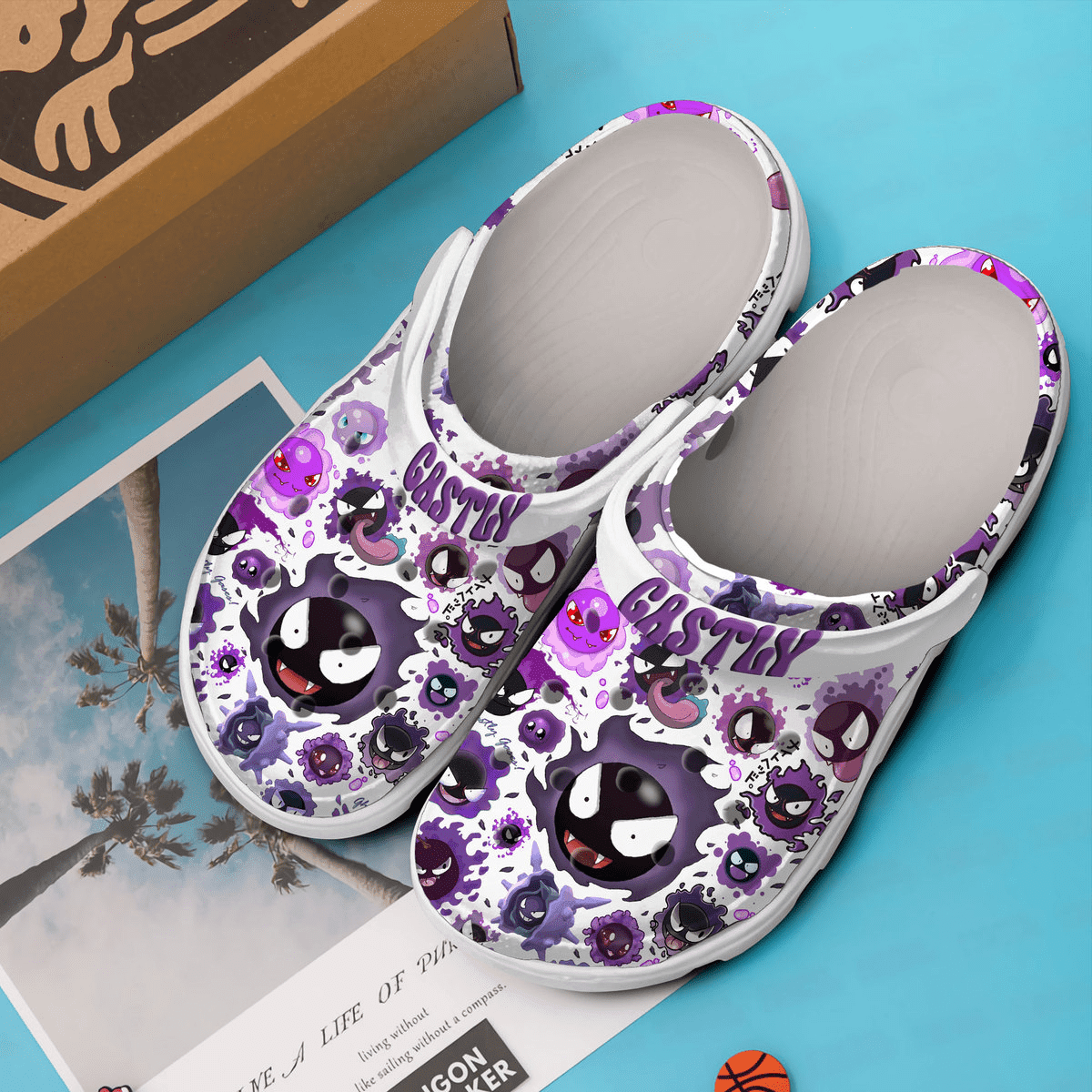 Merchidea Pokemon Gastly Cartoon Crocs Crocband Clogs Shoes Comfortable For Men Women and Kids