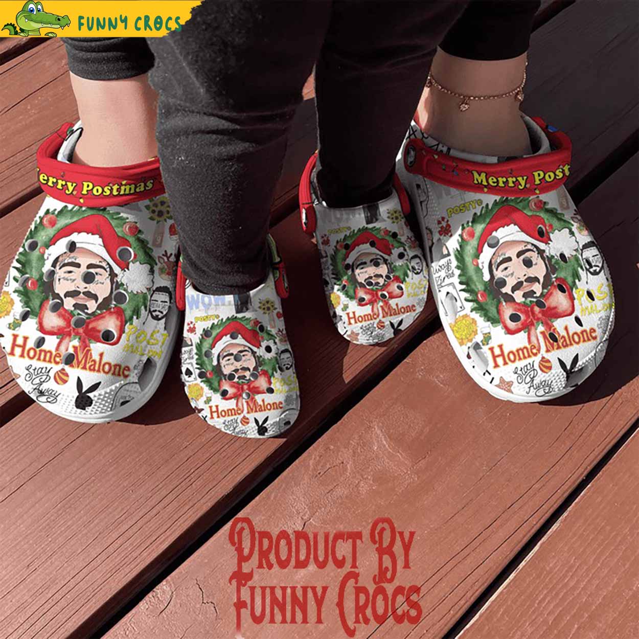 Merchidea Post Malone Music Christmas Crocs Crocband Clogs Shoes Comfortable For Men Women and Kids