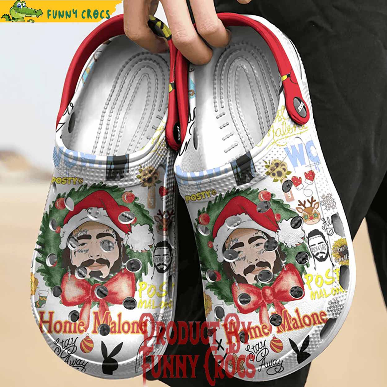 Merchidea Post Malone Music Christmas Crocs Crocband Clogs Shoes Comfortable For Men Women and Kids