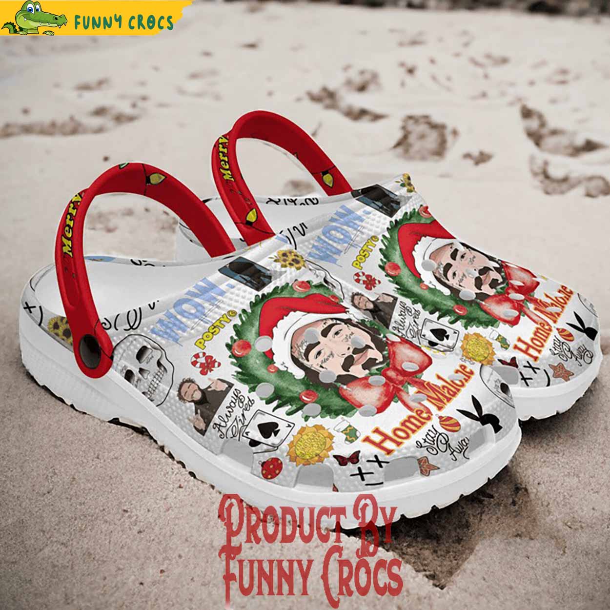 Merchidea Post Malone Music Christmas Crocs Crocband Clogs Shoes Comfortable For Men Women and Kids