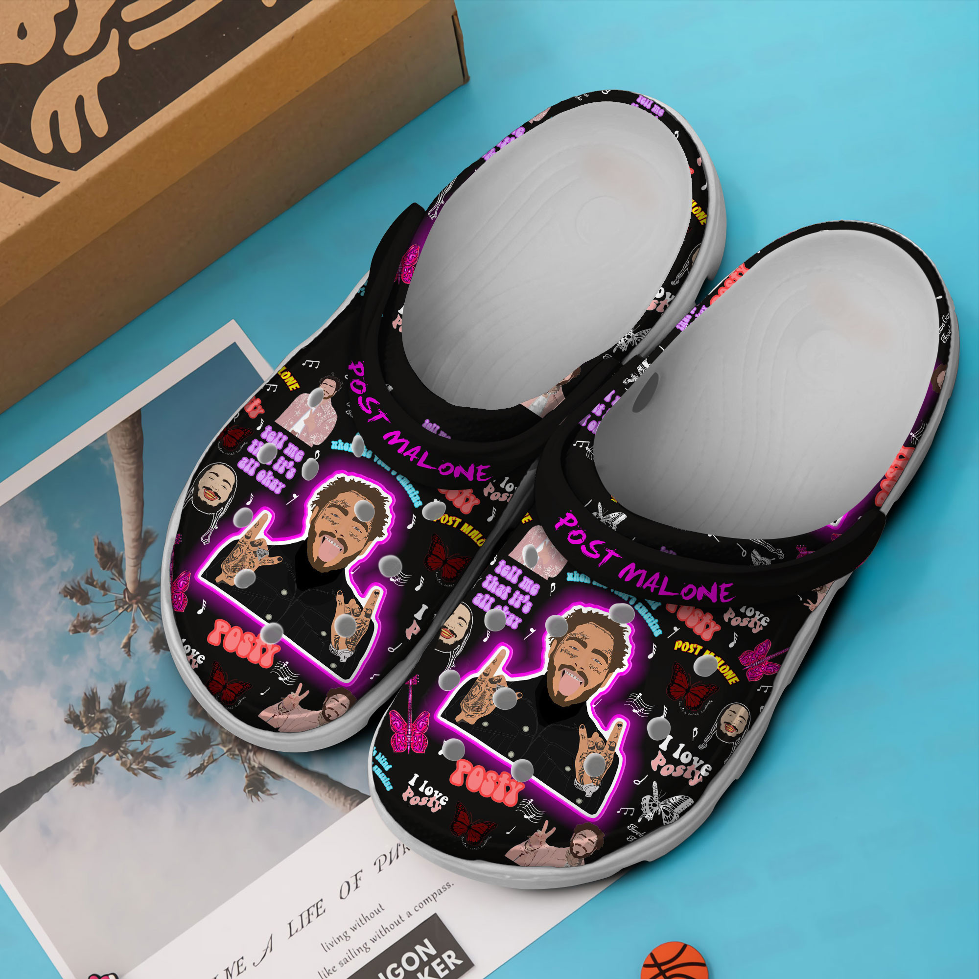 Merchidea Post Malone Music Crocs Crocband Clogs Shoes Comfortable For Men Women and Kids
