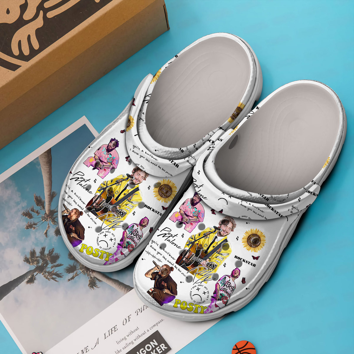 Merchidea Post Malone Music Crocs Crocband Clogs Shoes Comfortable For Men Women and Kids