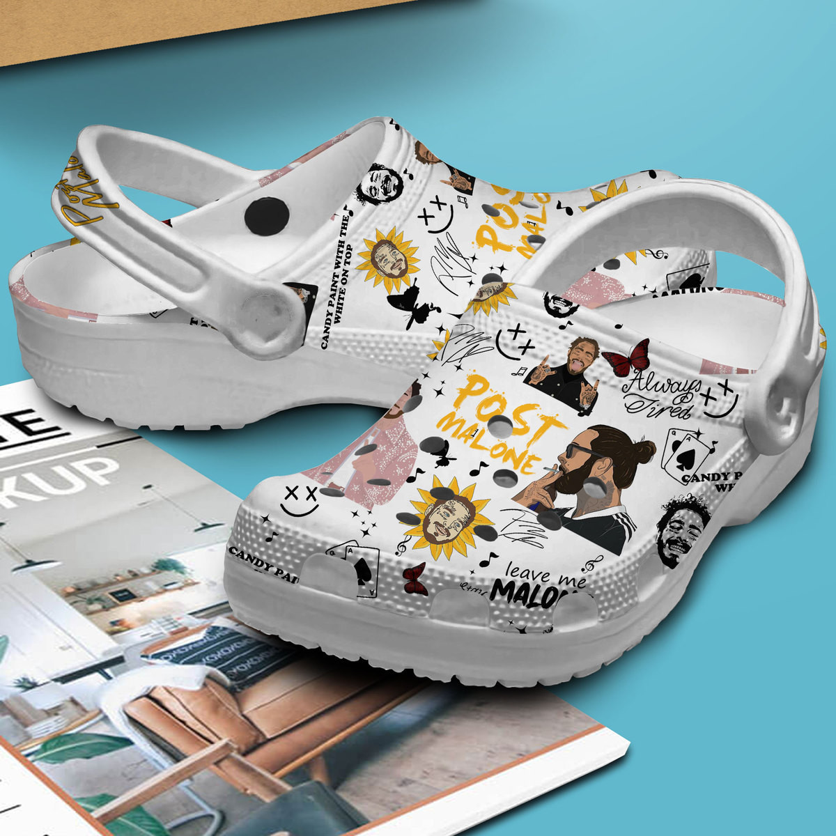 Merchidea Post Malone Music Crocs Crocband Clogs Shoes Comfortable For Men Women and Kids